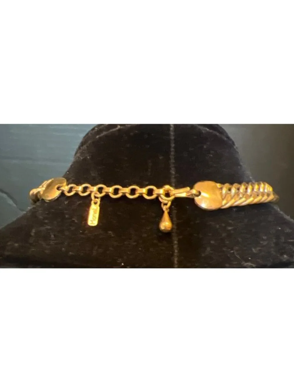 Monet Vintage Gold-Tone Cuban Link Chain Necklace With Adjustable Lobster Clasp